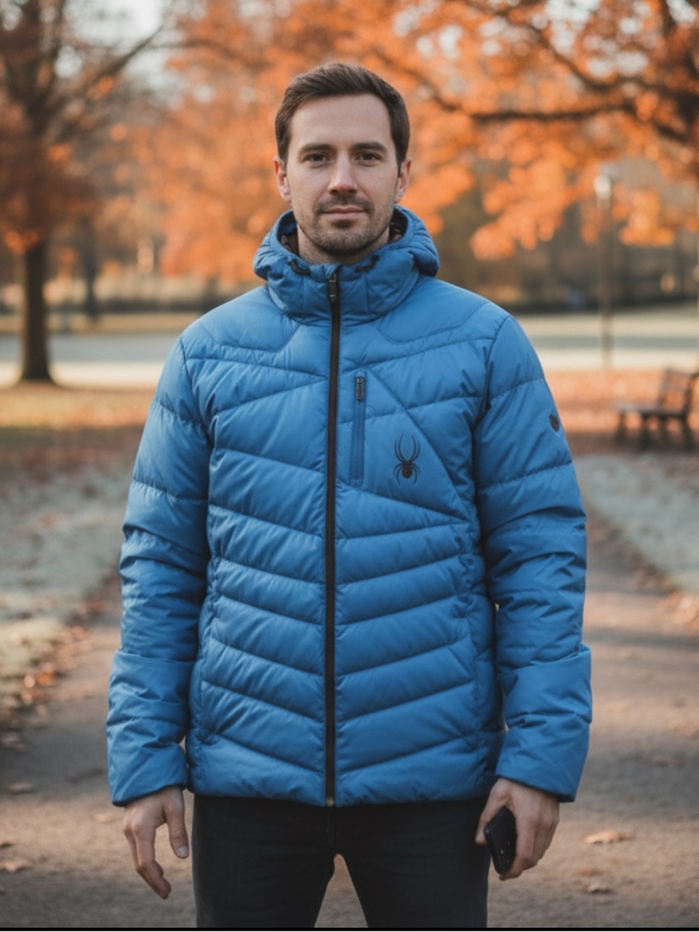 Spyder down filled winter coat puffer quilted royal blue